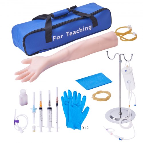 Flebotomiövningskit, IV-venpunktionskit för intravenös träning, högsimulerad IV-övningsarmskit med bärväska, övning och perfekta IV-färdigheter, för sjuksköterskestudenter och yrkesverksamma