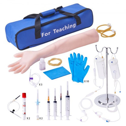 Flebotomiövningskit, IV-venpunktionskit för intravenös träning, högsimulerad IV-övningsarmskit med bärväska, övning och perfekta IV-färdigheter, för sjuksköterskestudenter och yrkesverksamma