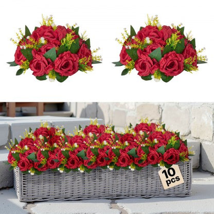 Blombollarrangemangbukett 10 st, 240 mm bröllopsdekorationer med röda rosor, konstgjorda blommor, kyssbollar, dekoration, konstgjorda blomsterarrangemang, blombukett för hemfestbordsdekorationer