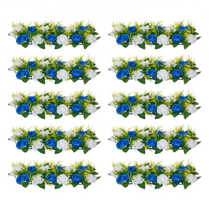 Blombollsarrangemang Bukett 10 st, 500 x 220 mm Konstgjorda Blombollar Bröllopsbordsdekorationer, Konstgjorda Rosenarrangemang för Bröllopsbordsdekoration Hemdekoration, Blå och vita rosor