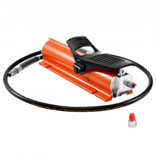 689 bar (10 000 PSI) lufthydraulisk pump, 0,7 l (0,18 gal) behållare, NPT 9,5 mm (3/8 tum) oljeutlopp, NPT 6,4 mm (1/4 tum) inlopp, luftdriven fotpedalpump med metallhölje, för precisionsmaskiner och flyg- och rymdutrustning