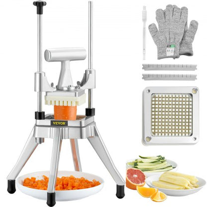 Kommersiell grönsaks- och frukthackare 1/4" blad Kraftig professionell matskärare Kattex pommes frites-skärare Lökskärare Rostfritt stål för tomat, paprika, potatis och champinjoner