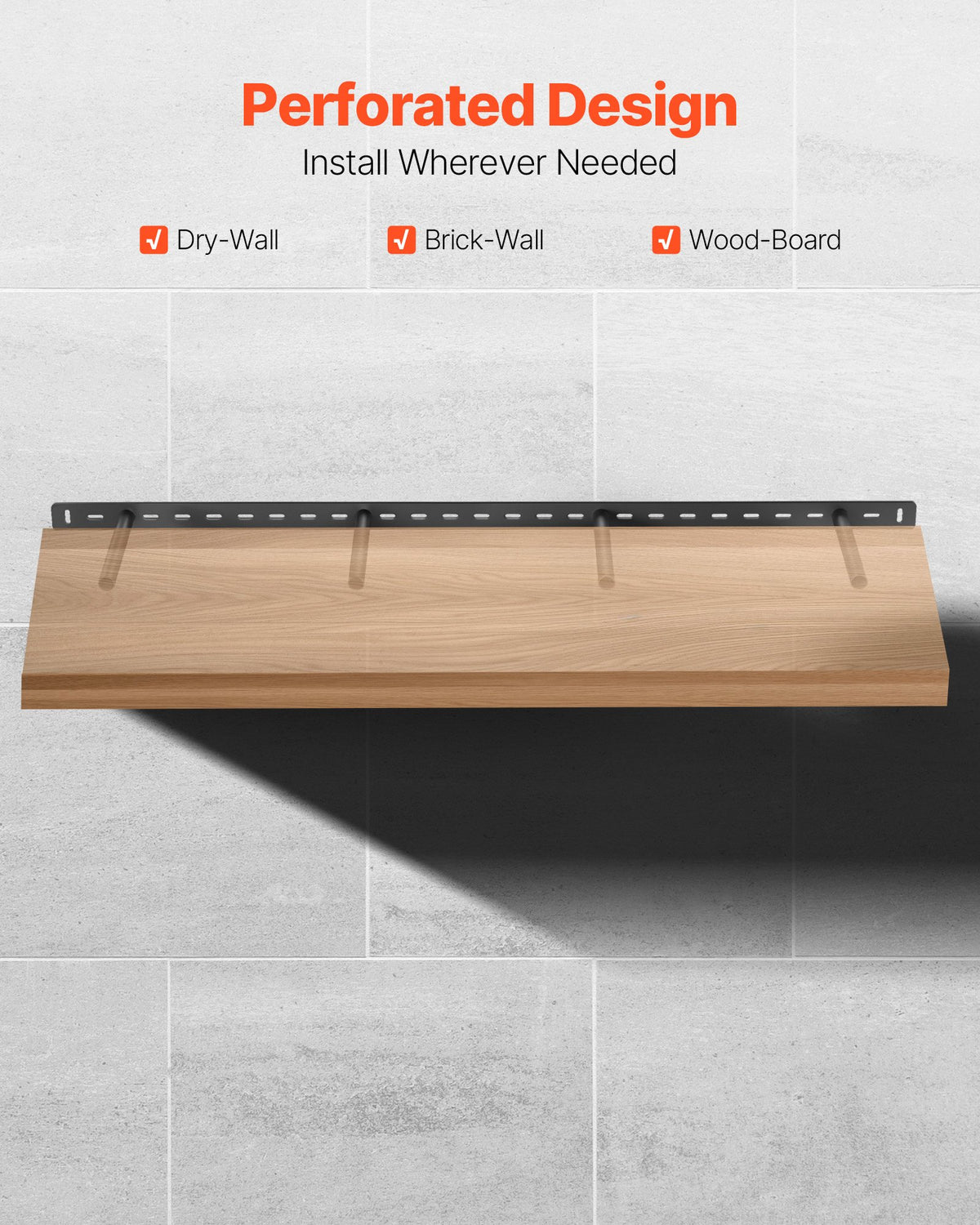 Flytande hyllkonsol 1-pack, 104 kg viktkapacitet, 43 x 6,2 x 1,5 tum / 1092,2 x 157,4 x 38,1 mm, kraftigt stöd för dolda hyllkonsoler, väggmontering osynligt flytande hyllkonsol