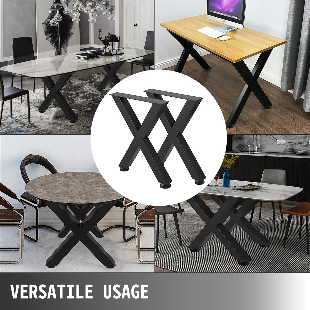 Metallbordsben 28,3 x 23,6 tum Svarta bordsben Premiumstålbordsben med X-ramsstil Stålbänkben Bordsben i lantlig stil Möbelben Perfekt för kafé, hemmakontor, bar