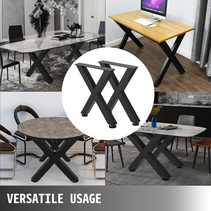 Metallbordsben 28,3 x 23,6 tum Svarta bordsben Premiumstålbordsben med X-ramsstil Stålbänkben Bordsben i lantlig stil Möbelben Perfekt för kafé, hemmakontor, bar