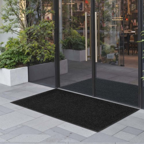 Front Door Mat, 1829 x 1219 mm Commercial Floor Mat for Indoor and Outdoor, Stylish Striped Industrial Carpet with PVC Backing, Heavy Duty Washable Entry Rug for Hallway, Balcony, Garage, Grey