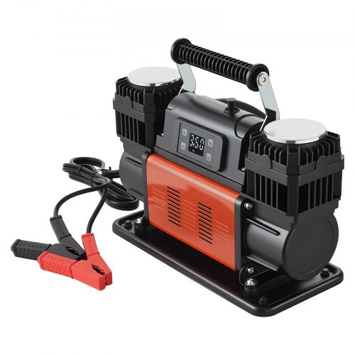 Dual-Cylinder Heavy Duty Air Compressor, 300L/min Auto-Stop Portable Tire Inflator, 12V 150PSI Offroad Air Pump with LCD Digital Display & Adapters for Truck Car SUV 4 x 4 Vehicle RV