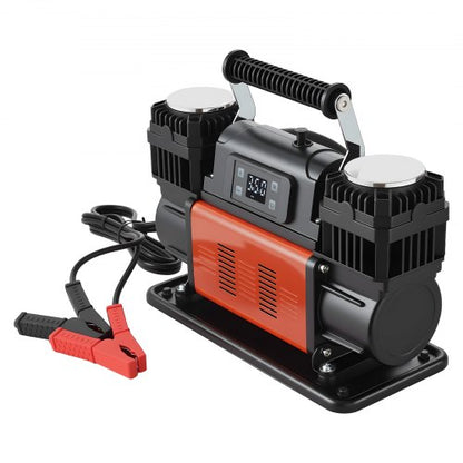 Dual-Cylinder Heavy Duty Air Compressor, 300L/min Auto-Stop Portable Tire Inflator, 12V 150PSI Offroad Air Pump with LCD Digital Display & Adapters for Truck Car SUV 4 x 4 Vehicle RV