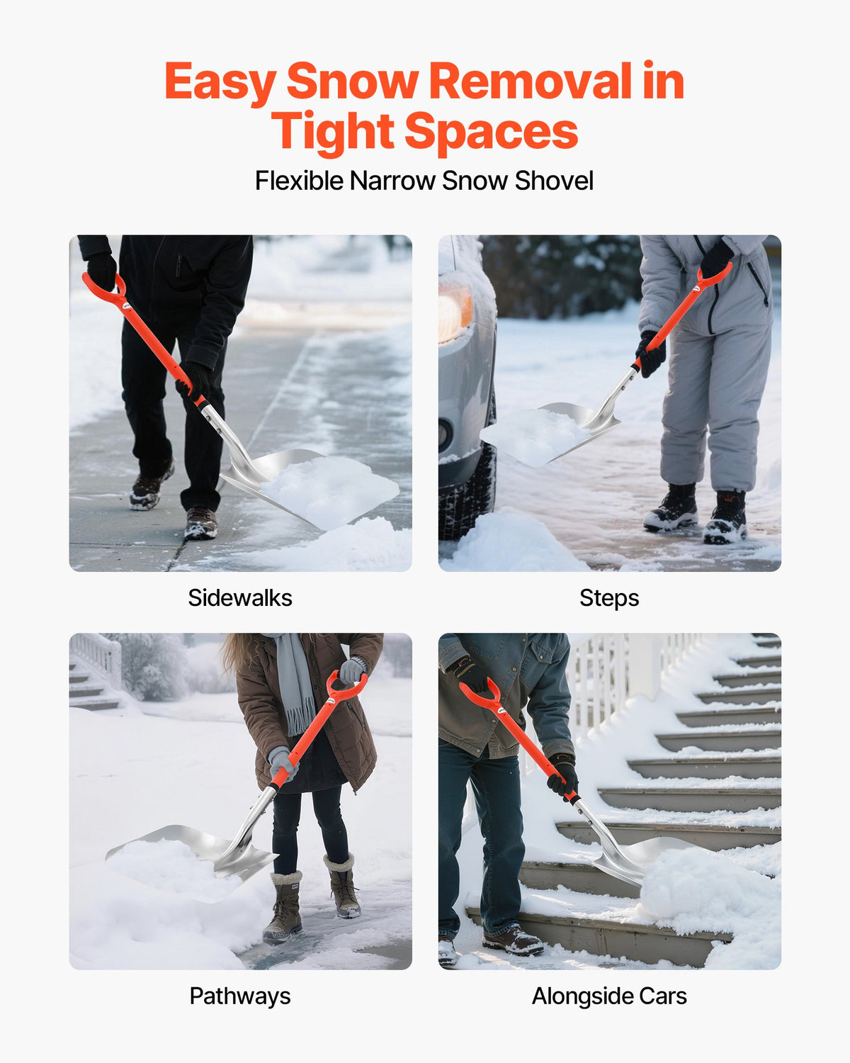 Snöskyffel för uppfart, 35 cm bred snöskyffel i aluminiumlegering med D-formade handtag, snöplogsskyfflar med stor kapacitet, lätt snöborttagningsverktyg för trädgård, bil, camping