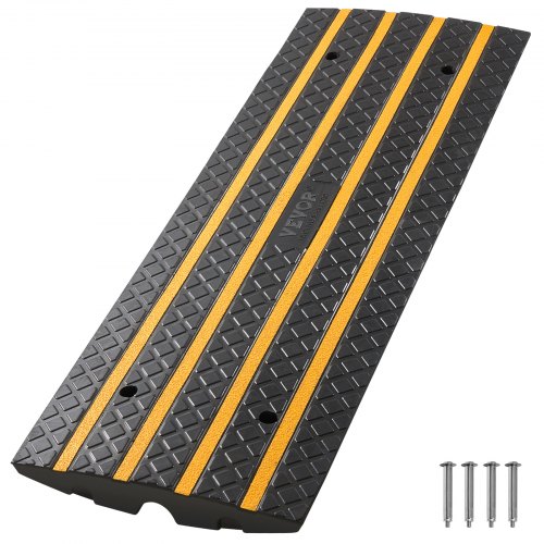 Gummikantramp för biluppfart, 15 tons lastkapacitet, 66 mm stigning, trottoarkantsramp med gula reflexremsor, lämplig för lastkaj, lager, garage, trottoar (1-pack)