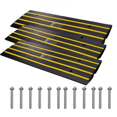 Ramp för uppfart i gummi, 3-pack, 2,6" höjd, 15T tröskelramp