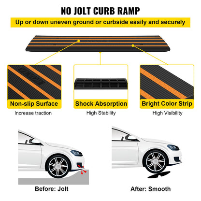 Ramp för uppfart i gummi, 3-pack, 2,6" höjd, 15T tröskelramp