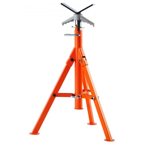 Rörställ, 1133,9 kg kraftiga rördomkrafter, 69,1-132,1 cm höjdjusterbart rörställ med V-huvud, 45# fällbart ståldomkraftsstativ för rör på 1,3-30,5 cm