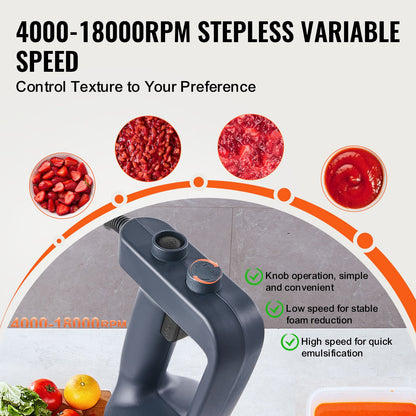 Kommersiell stavmixer, 500W kraftig handmixer, 16 tums steglös variabel hastighetsmixer med rostfritt stålblad, bärbar multifunktionell mixer för soppa, såser, potatismos, grädde