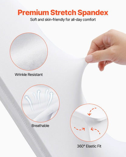 Hopfällbara stolsöverdrag i stretchig spandex, universellt monterat stolsöverdrag, avtagbara tvättbara skyddande överdrag, för bröllop, högtid, bankett, fest, firande, middag (12 st vita)