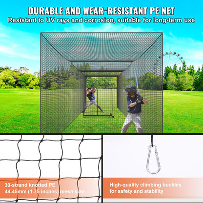 Basebollslagnät, professionellt softbollbasebollslagnät, bärbart pitchingburnät med dörr och bärväska, kraftigt slutet PE-nät, 35FT (ENDAST NÄT)